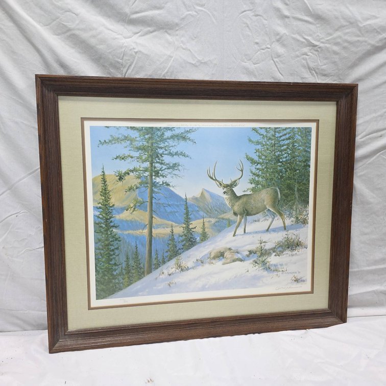 Owen J. Gromme Signed Numbered Deer Art Print, Framed, 32"x 27", Edition 577/850, 1978