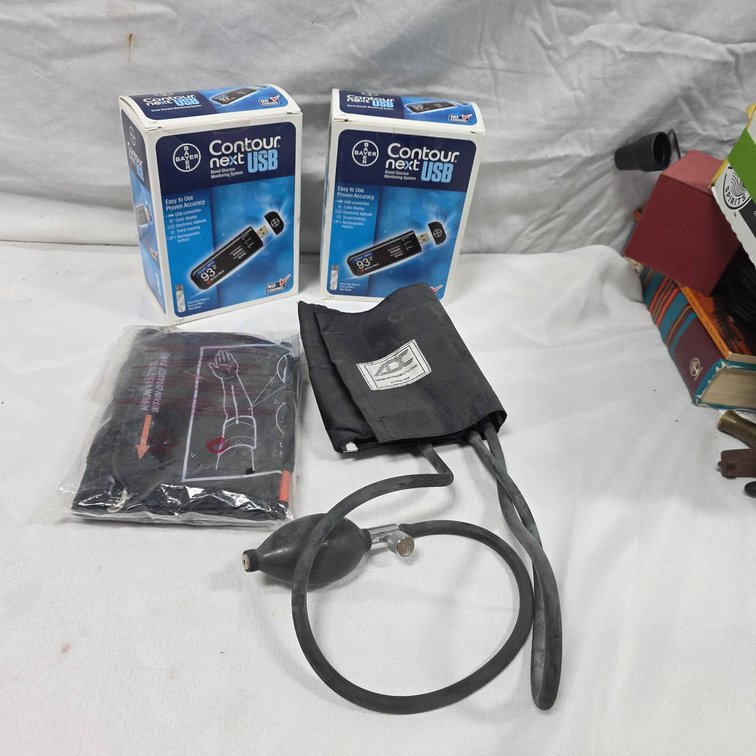 Bayer Contour Next USB Blood Glucose Meters (2, Exp 2018) and ADC Sphygmomanometer With Large Cuff