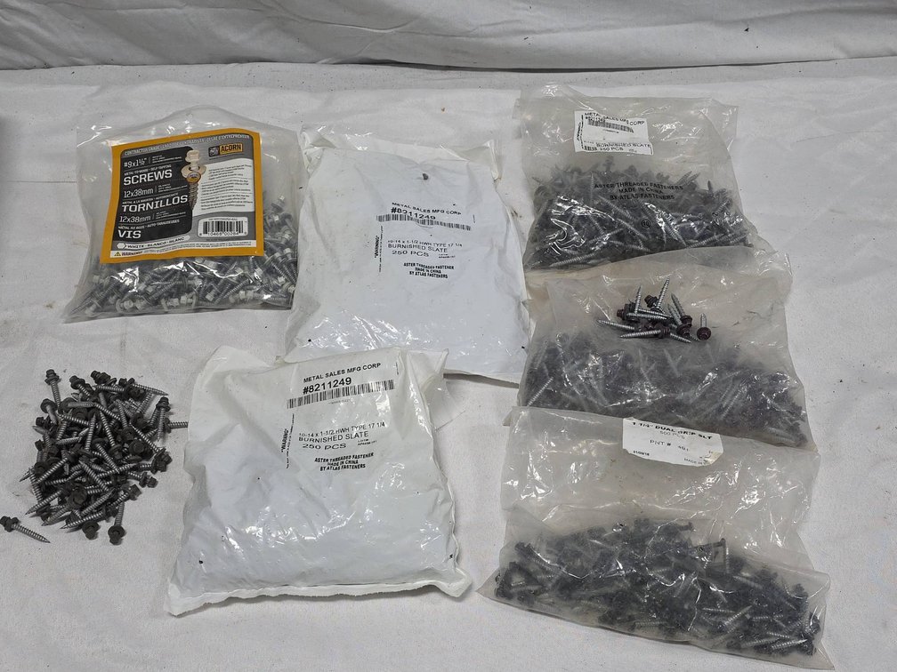 Roofing Screws, #9 and #10, 1-1/4 to 2 in, Metal to Wood, Multiple Brands and Finishes
