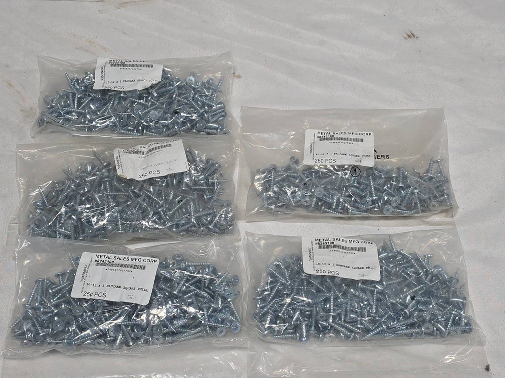 Metal Sales MFG Corp Square Pancake Head Phillips Screws, 1 in Long, Four 250 pc Packs Plus One Partial