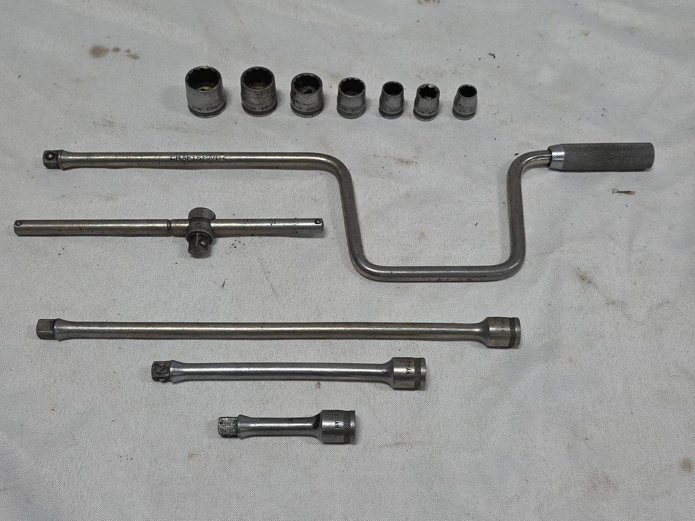 Vintage Craftsman 3/8" Drive Hand Socket Set with Extensions and Crank Handle