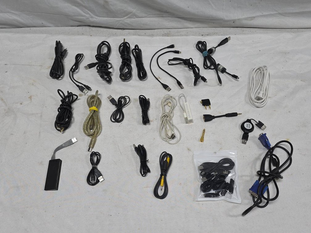 Large Assorted Value Electronics Cord Lot USB to Micro USB, Standard USB, etc