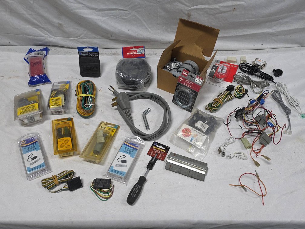 Electrical Lot With Trailer Wire, Trailer Brakes, Lights, Flexible Tubing, Conduit, etc
