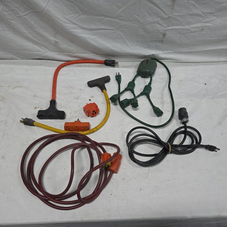 Heavy Duty Extension Cord and Power Bank Lot With Multiple Types of Outlets