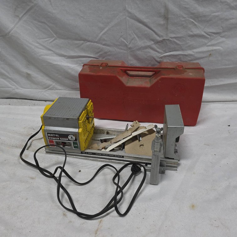 Vintage Mattel Power Shop. With Jigs, Sanding Discs, Accessory Parts