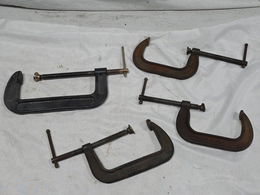 4 C Clamps Including 8-Inch Craftsman and Two 5-Inch Plus One 6-Inch