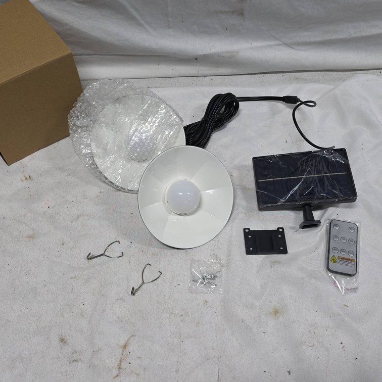 Two Solar Powered Hanging Lights with Remote, Mounting Bracket and Hardware