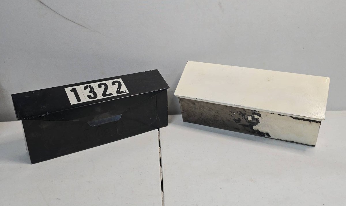 Metal Wall-Mount Mailboxes Black and White with Hinged Lids
