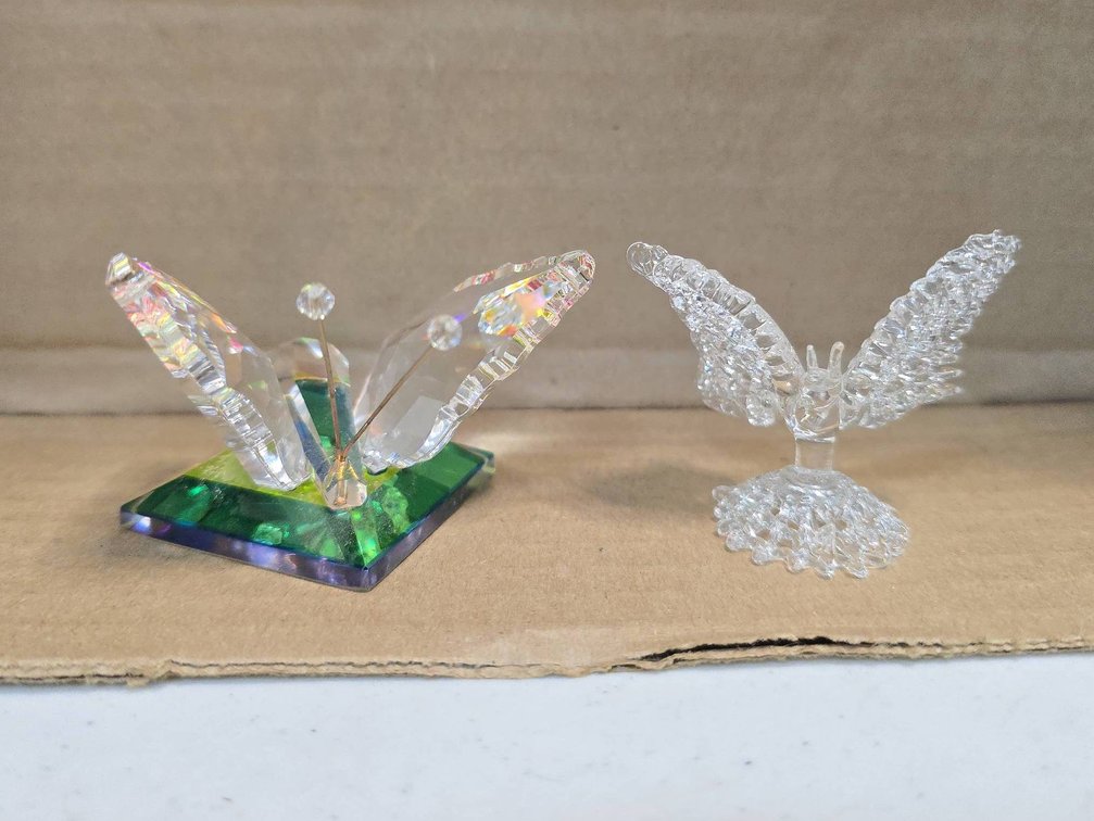 Crystal Butterfly Figurines Including Spoontiques Iridescent and Clear Textured Designs