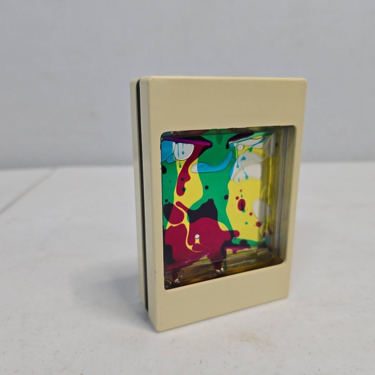 Vintage Liquid Motion Desk Toy With Multicolored Oil and Cream Plastic Frame