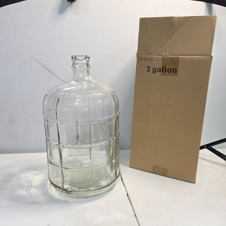 Clear Glass 3 Gallon Wine Jug with Molded Square Pattern