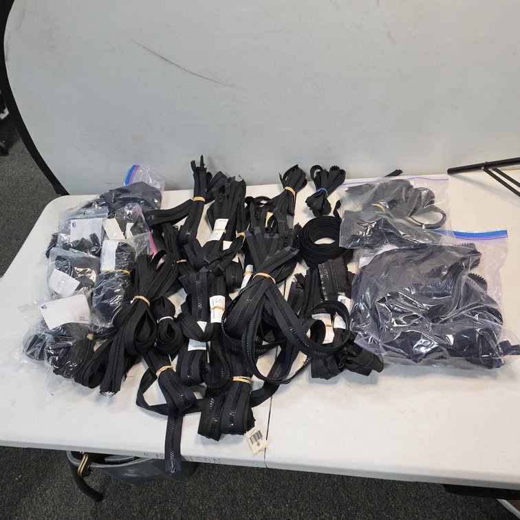 Large Assortment of Black Zippers in Various Sizes, Mixed Lengths and Styles