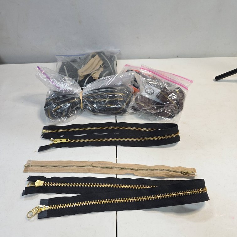 Zippers in Various Colors and Sizes with Metal and Nylon Teeth, Multiple Bulk Bags Included