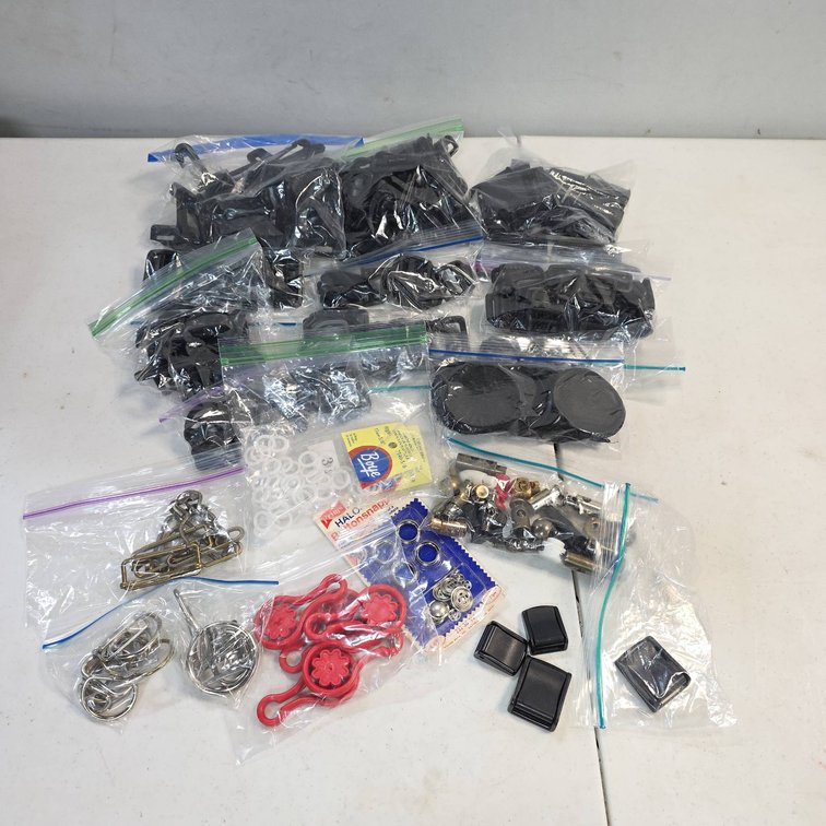 Large Mixed Bag Lot of Plastic and Metal Snaps, Buckles, Sewing Notions, Fasteners,etc