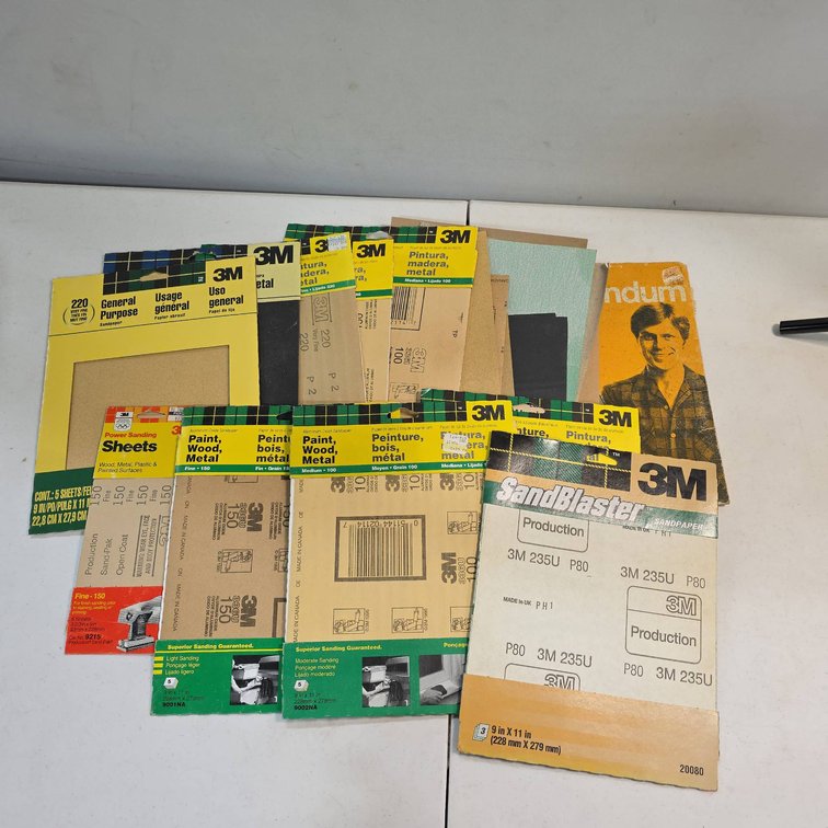 3M Sandpaper Partial Packages, Assorted Grits, Paint, Wood, Metal, General Purpose, etc