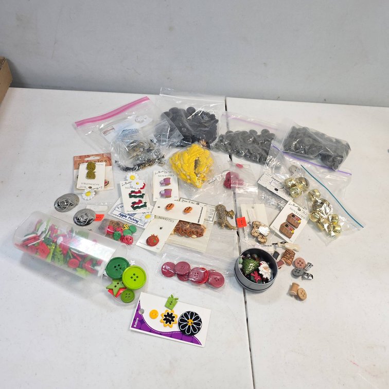 Novelty Buttons and Trims Lot Including Le Bouton, JHB International, The Dress It Up