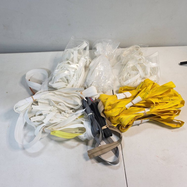 Zippers in Various Colors | Inc, White, Yellow, Gray, Plastic Coil and Teeth