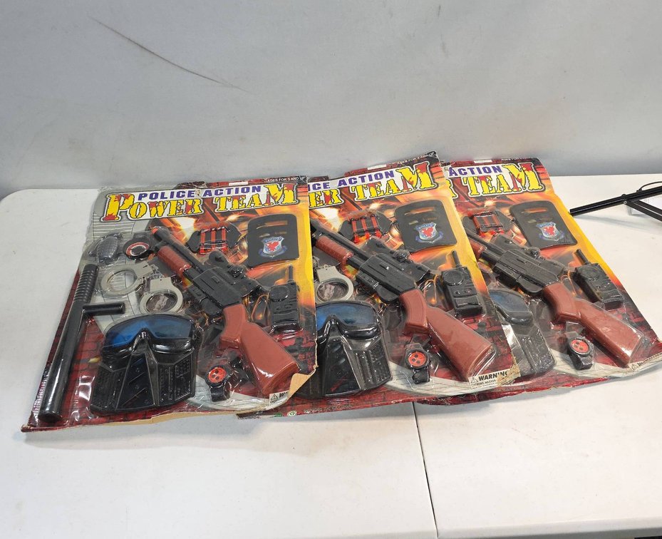 Police Action Power Team Toy Sets By Boyce Toys Three Sets With Accessories,NIB