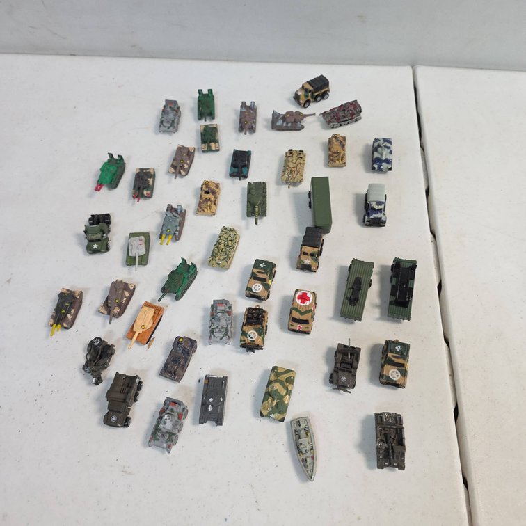 Over 40 Miniature Army Tanks and Trucks, Assorted Styles and Military Vehicles