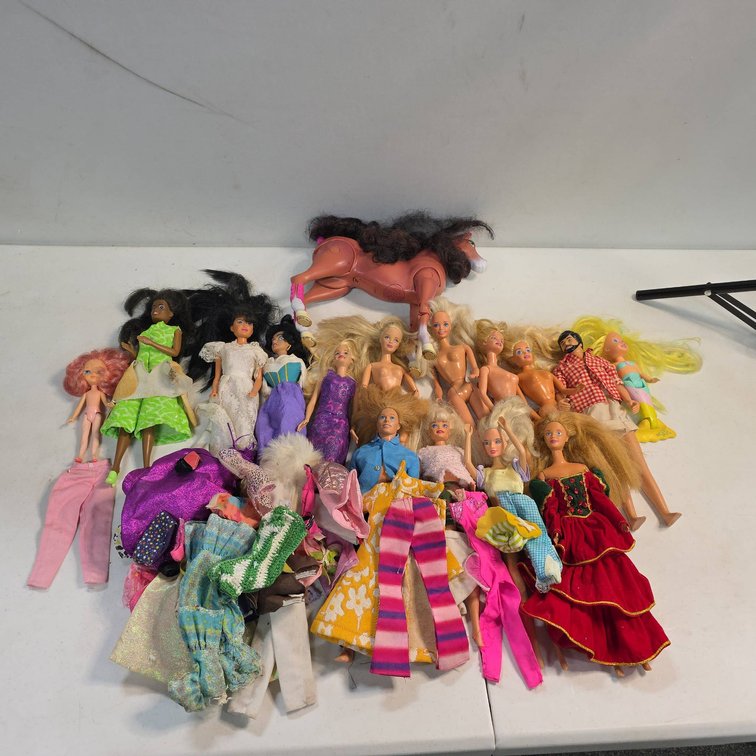 Mattel Barbie Dolls and Accessories, Ken Doll, Disney Princess, Horse, Outfits