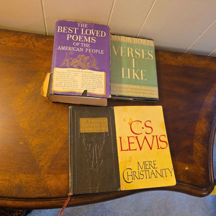 4 Poem Books: One Hundred and One Famous Poems, Best Loved Poems, Verses I Like, Mere Christianity