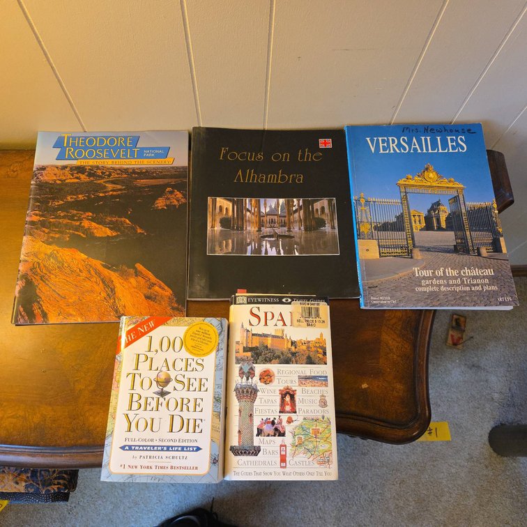 4 Travel and History Books: Theodore Roosevelt Park, Alhambra, Versailles, DK Eyewitness Spain