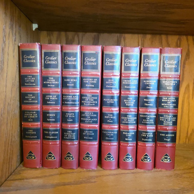 8 Grolier Classics Hardcover Books, Published 1956, Illustrated Editions