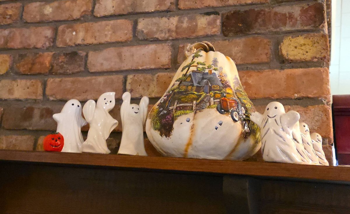 Hobby Lobby Fall 2012 Painted Pumpkin and Ceramic Ghost Figurines