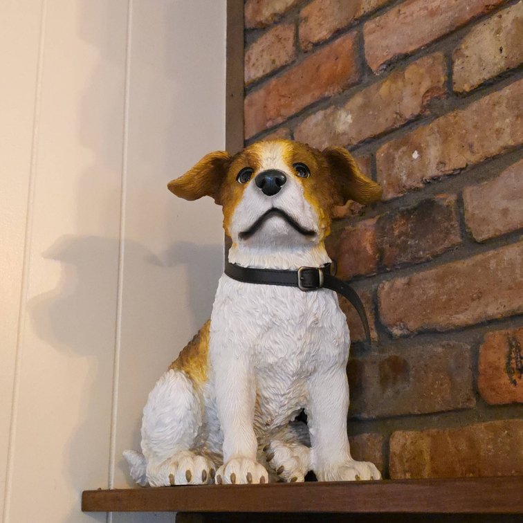 Westland 2642 Dog Statue with Black Collar, Resin, Realistic Style, Made in China