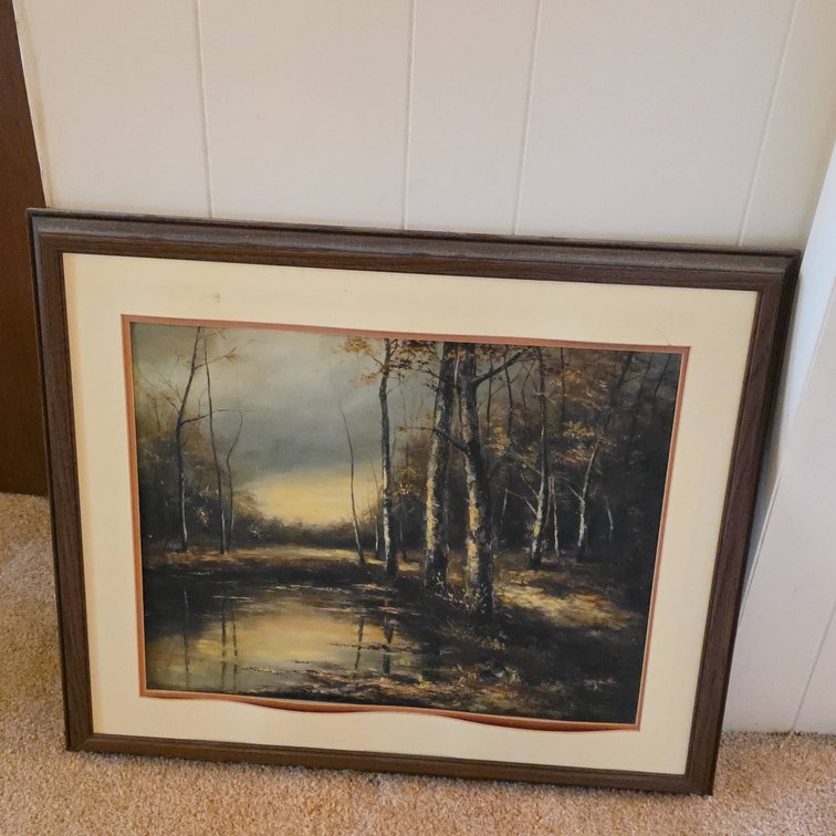 Signed Landscape Oil Painting on Canvas, Forest Scene, Framed, Possibly by Helen Wagner