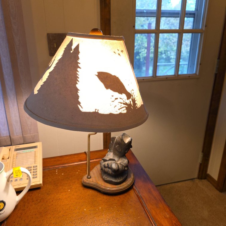Table Lamp with Fishing Motif Shade, Shadow Design