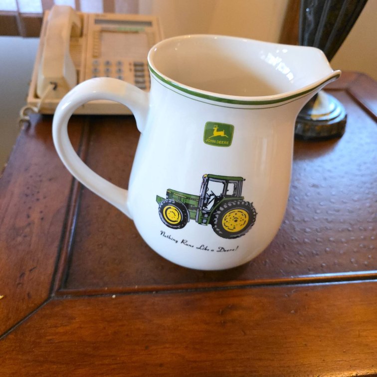John Deere Licensed Ceramic Pitcher by Gibson Featuring Tractor Graphic