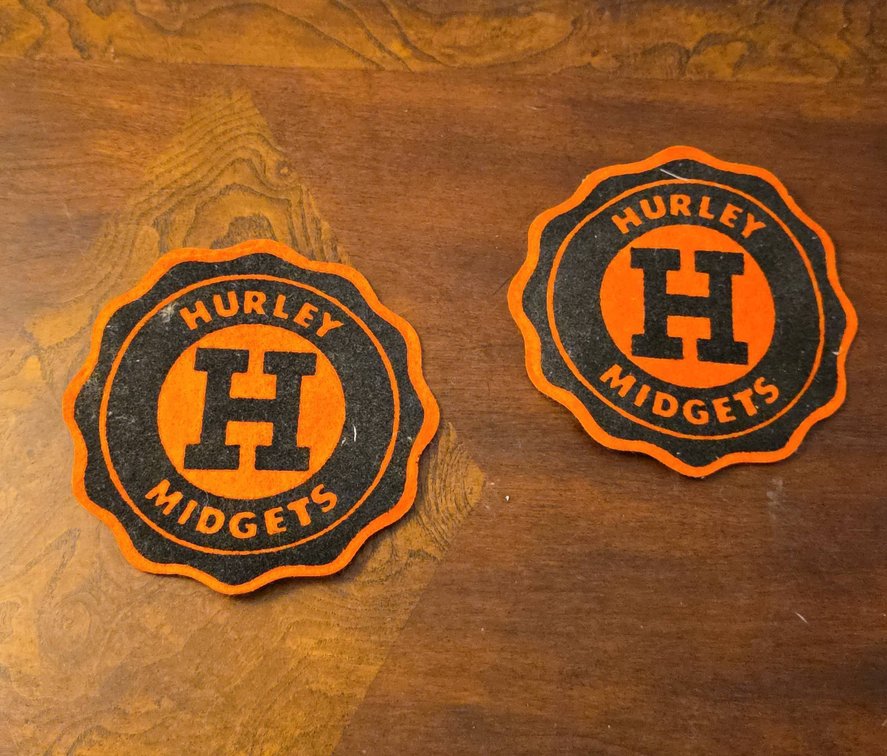Hurley Midgets Orange and Black Felt Patches with Large H Emblem School Mascot