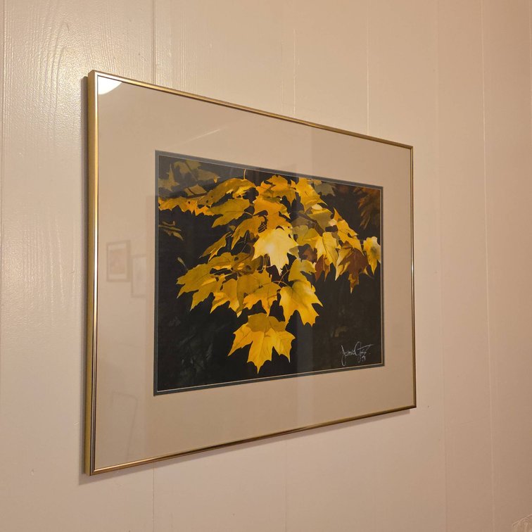 Jim Goetz Watercolor "Autumn Leaves" Signed Painting Presented by Pine Tree Gallery Ironwood Michigan