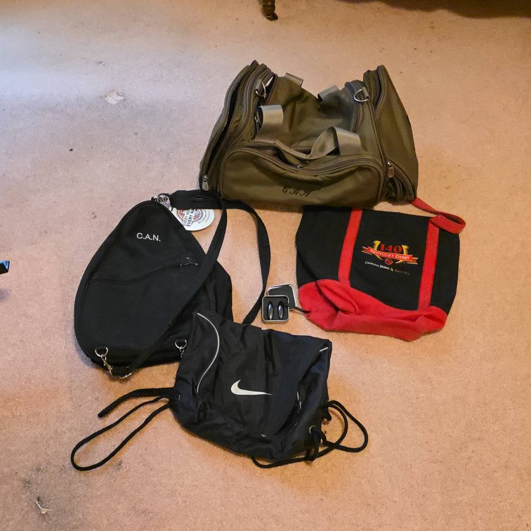 Lands' End Duffle, Nike Drawstring Backpack, Norm Thompson Backpack, Kentucky Derby Canvas Bag Lot