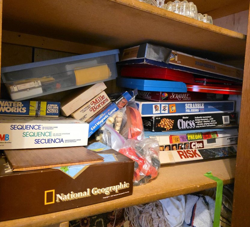Board Games Including National Geographic, Scrabble, Chess, Risk, Clue, Sequence, etc