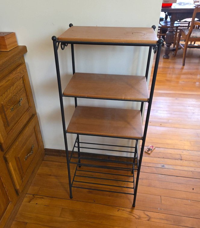 Longaberger WoodCrafts 5-Shelf Stand, Wooden Shelves, Missing 2 Inserts