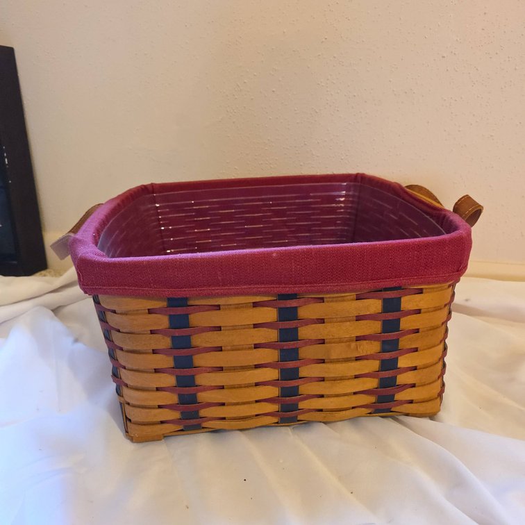 Longaberger Handmade Basket With Leather Handles, Signed 2003, Dresden USA