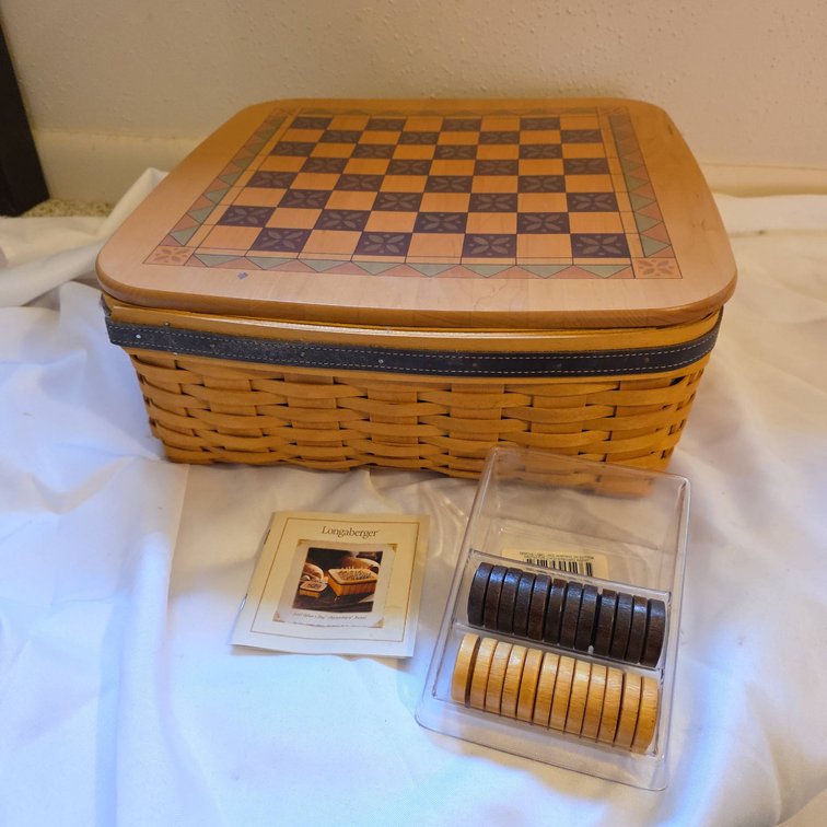 Longaberger 2001 Father's Day Handwoven Basket With Checkerboard Lid