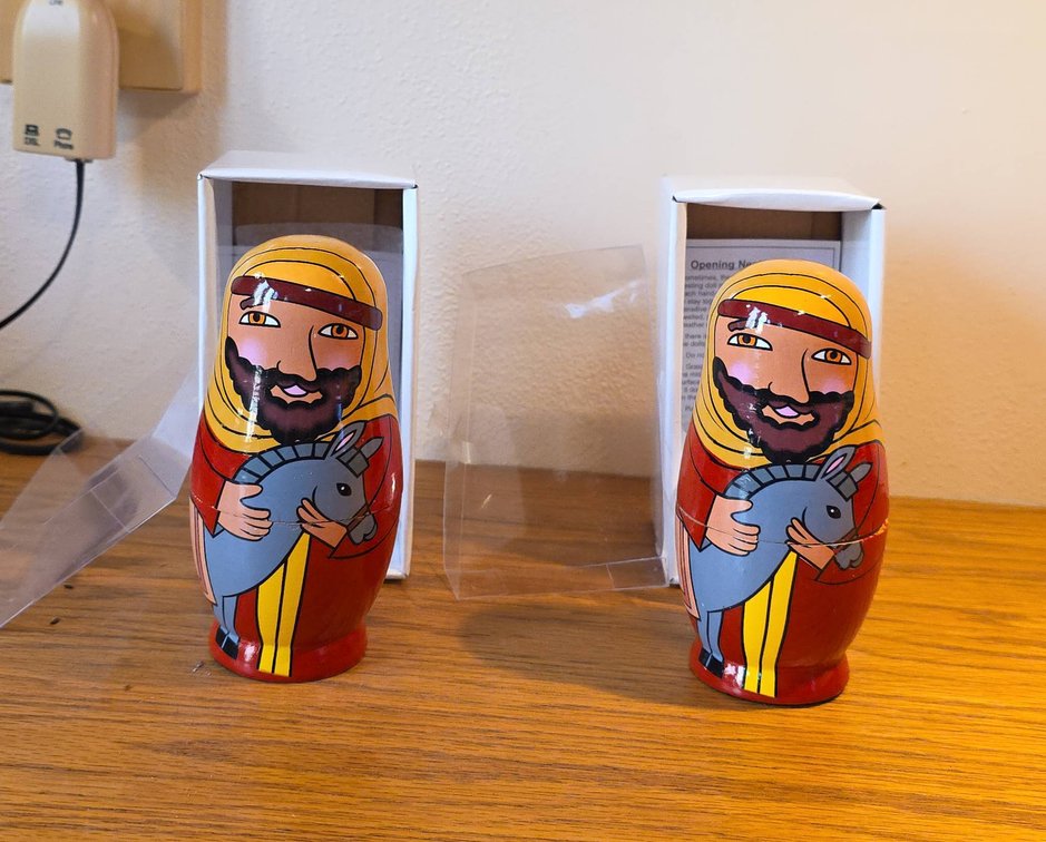 (2) Hawthorne Nesting Holy Family Nativity Dolls, in Original Boxes