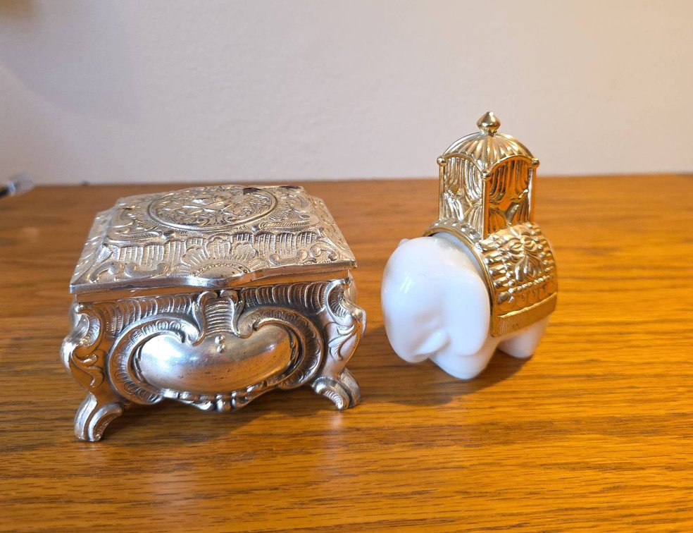 Godinger Silver Tarnish Resistant Box & Charisma Royal Elephant Cologne Bottle