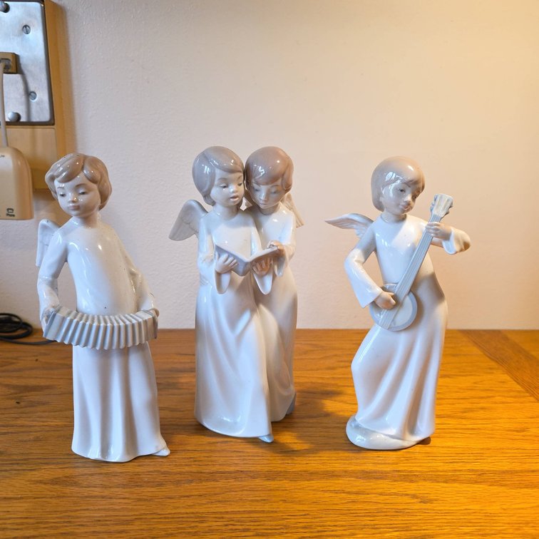 3 NAO by Lladro Porcelain Angel Figurines, Handmade in Spain, Music and Choir Theme