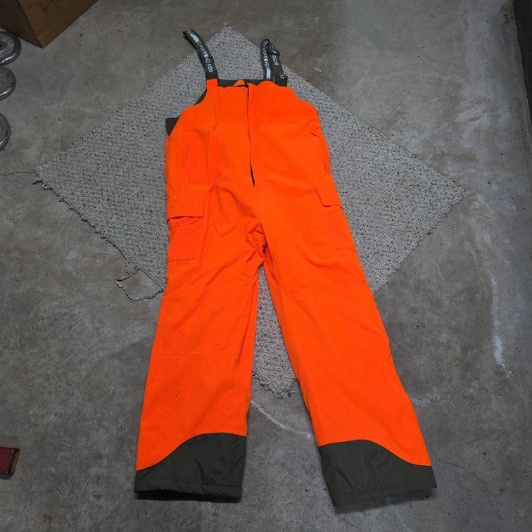 Mossy Oak Blaze Orange Bib Overalls, Men's 2XL, Polyester, Adjustable Straps