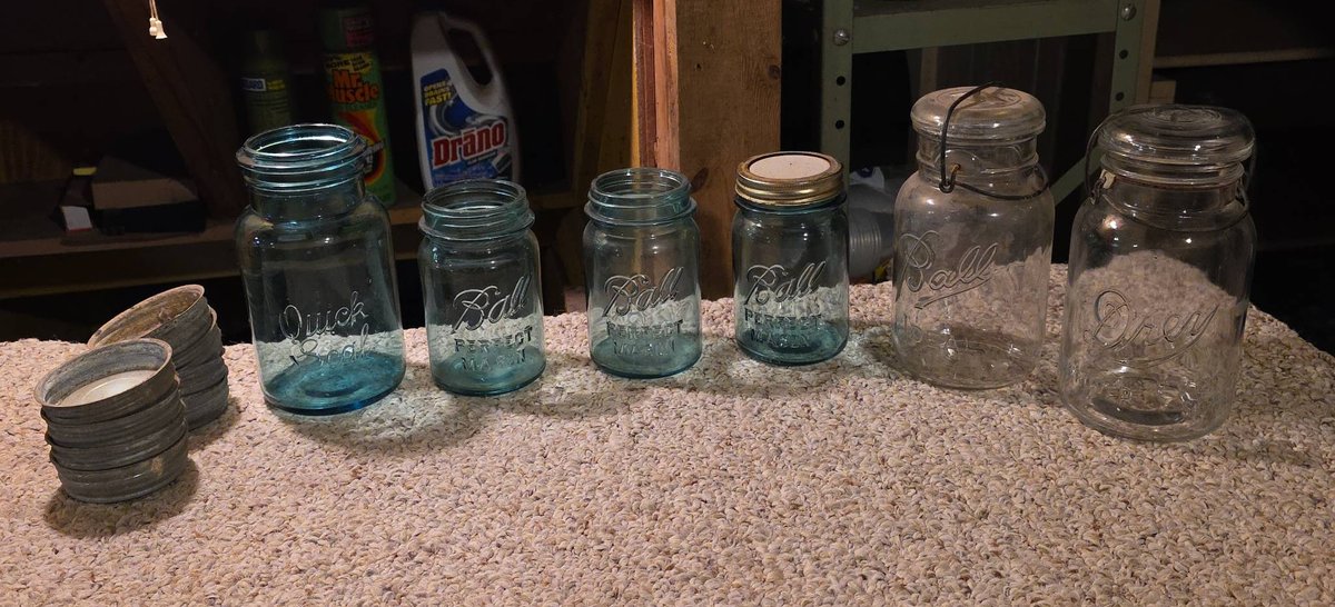 Ball and Quick Seal Glass Canning Jars with Assorted Lids, Mixed Blue and Clear