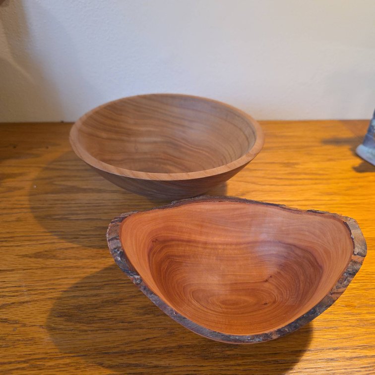 Handcarved Wooden Bowls by RJ Meyer, 2020, Cherry, Largest 7 in Diameter