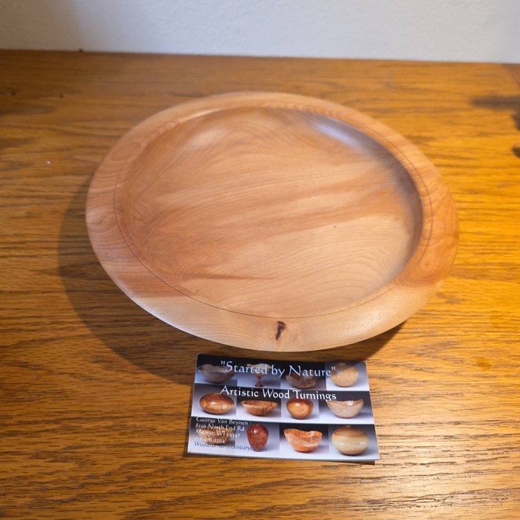 Hand-Turned Birch Wood Shallow Bowl by George Van Beynen, Artistic Wood Turnings