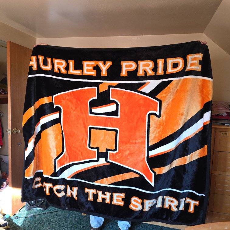 Hurley Pride 'Catch the Spirit' Large Fleece Blanket with Orange H Logo and Black-Orange Design
