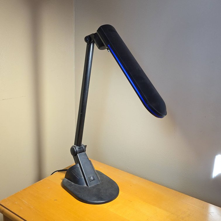 Black Adjustable Desk Lamp, Model W3975BLK, Fluorescent Bulb, 20" Tall, Portable Table Light