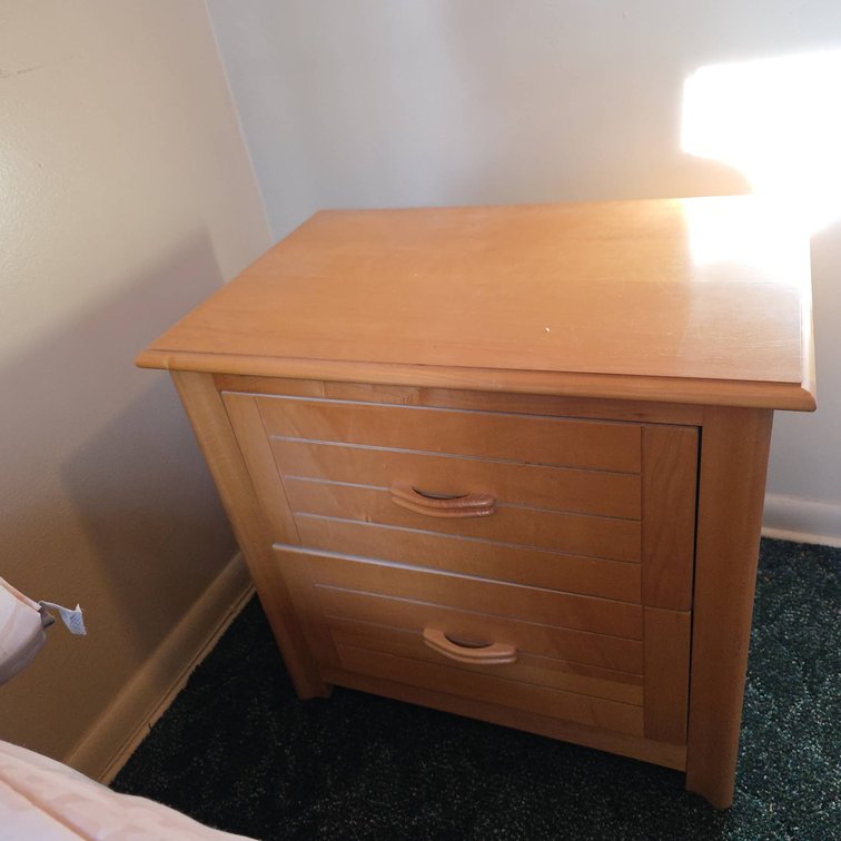 Lexington Two-Drawer Nightstand in Light Wood, 24x16x23 in, Matches Lots #217, #218, #226, and #230