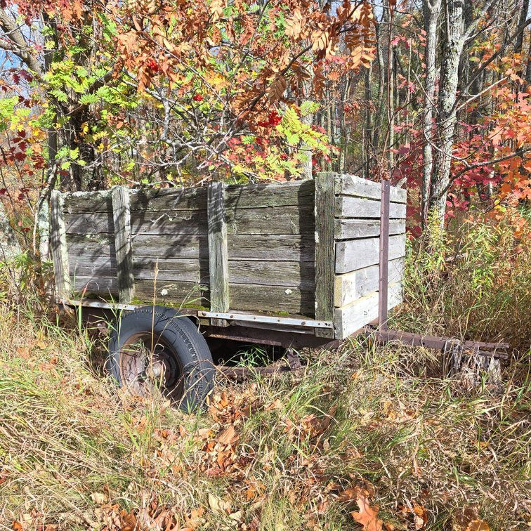 Wood and Metal Farm Trailer with Pneumatic Tires, 6 Feet by 43 Inches by 26 Inches